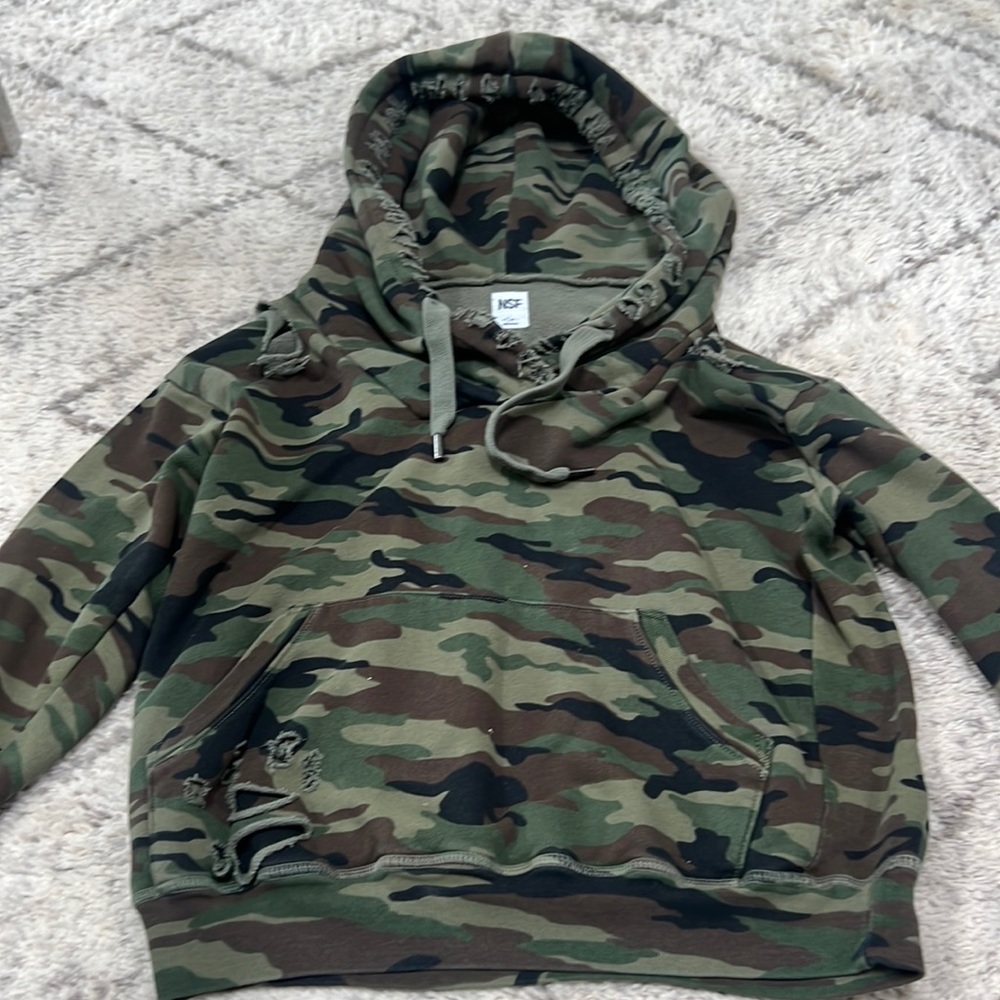 NSF size small camouflage distress sweatshirt
